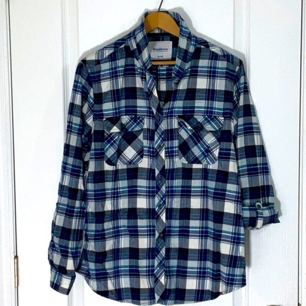 EUC: Windy River - 100% Cotton Plaid Shirt 🍁